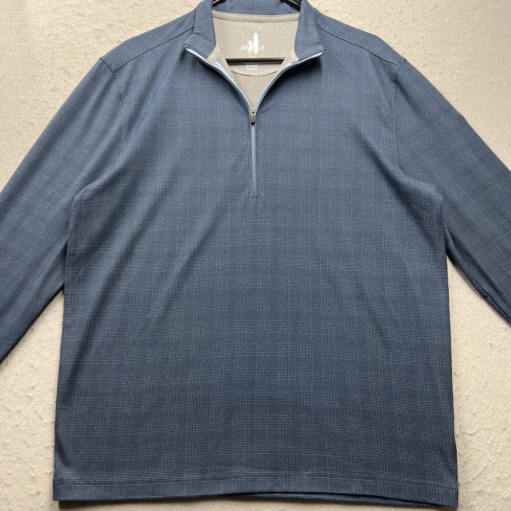 Johnnie O Performance Check Pattern 1/4 Quarter Zip Men’s M Blue Golf Pullover